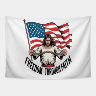 Breaking Chains Freedom Through Faith Jesus And Liberty Tapestry
