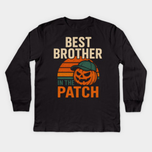 Best Brother in the Patch Pumpkin Halloween Family Graphic Kids Long Sleeve T-Shirt