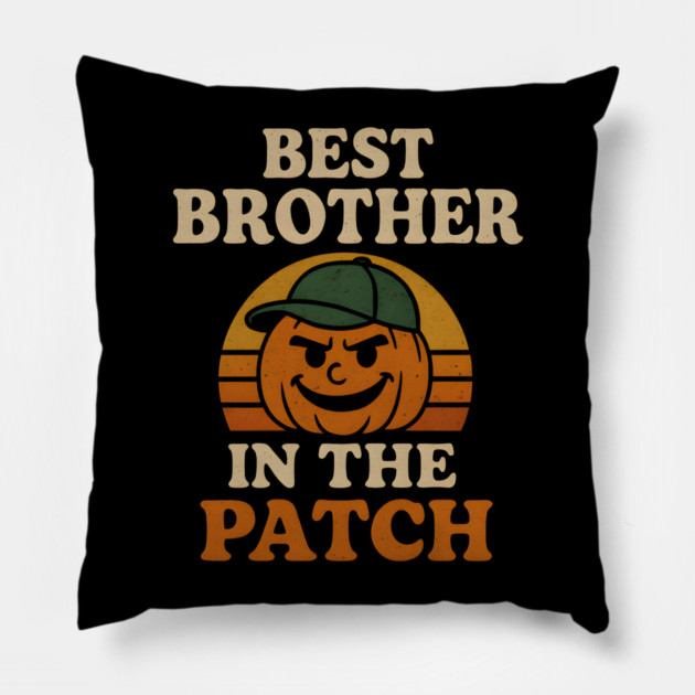 Best Brother in the Patch Pumpkin Halloween Family Graphic Pillow by MakerMind8.2