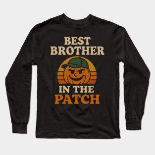 Best Brother in the Patch Pumpkin Halloween Family Graphic Long Sleeve T-Shirt