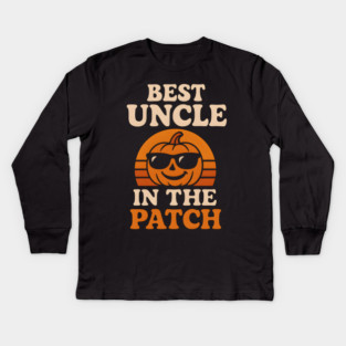 Best Uncle in the Patch Pumpkin Halloween Family Graphic Kids Long Sleeve T-Shirt