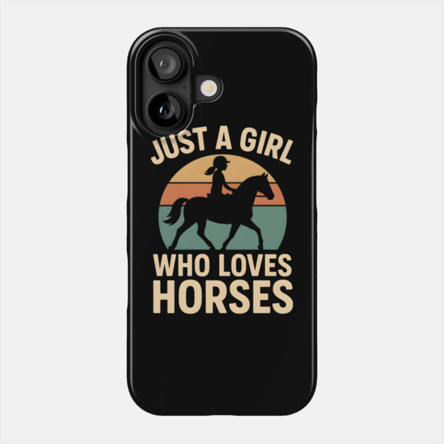 Just a Girl Who Loves Horses Retro Riding Graphic Phone Case by MakerMind8.2