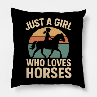 Just a Girl Who Loves Horses Retro Riding Graphic Pillow