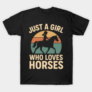 Just a Girl Who Loves Horses Retro Riding Graphic T-Shirt