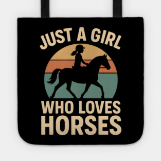 Just a Girl Who Loves Horses Retro Riding Graphic Tote