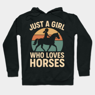 Just a Girl Who Loves Horses Retro Riding Graphic Hoodie