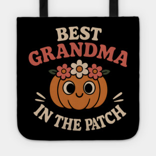 Best Grandma in the Patch Pumpkin Graphic for Fall & Halloween Tote
