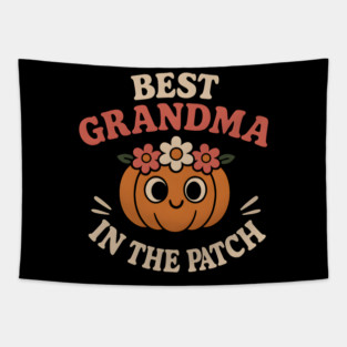 Best Grandma in the Patch Pumpkin Graphic for Fall & Halloween Tapestry