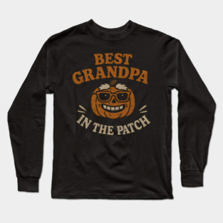 Best Grandpa in the Patch Pumpkin Halloween Family Graphic Long Sleeve T-Shirt