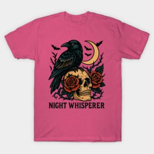 Night Whisperer – Gothic Raven & Skull Neo-Traditional Tattoo Design T-Shirt