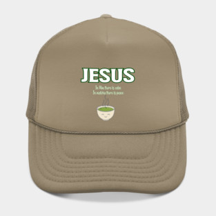 funny jesus and matcha, matcha green Hat