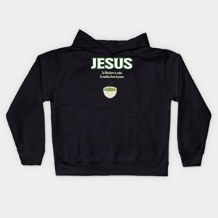 funny jesus and matcha, matcha green Kids Hoodie