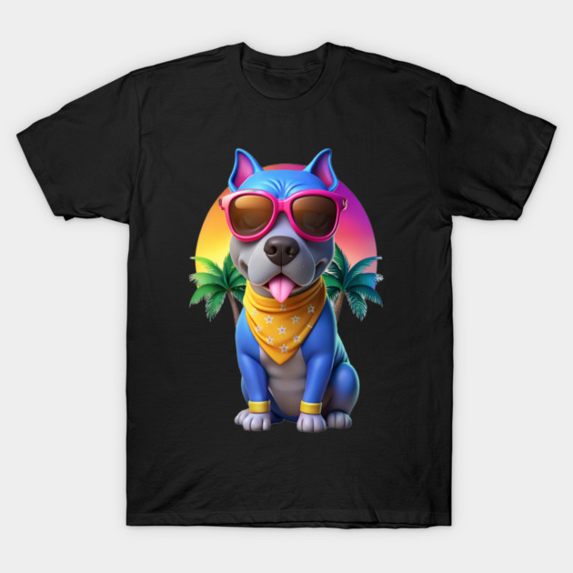 Cool Pitbull Mom Artwork – Cute Cartoon Dog with Sunglasses T-Shirt by IamActiveDog