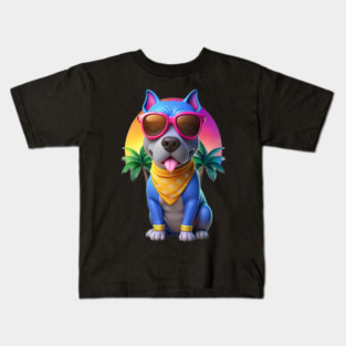 Cool Pitbull Mom Artwork – Cute Cartoon Dog with Sunglasses Kids T-Shirt
