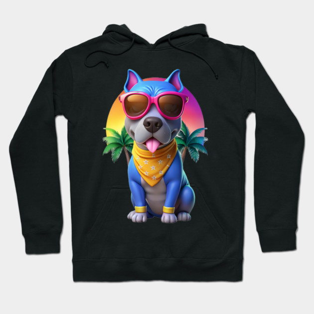 Cool Pitbull Mom Artwork – Cute Cartoon Dog with Sunglasses Hoodie by IamActiveDog