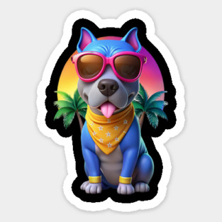 Cool Pitbull Mom Artwork – Cute Cartoon Dog with Sunglasses Sticker