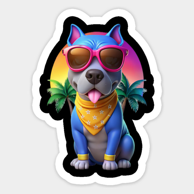 Cool Pitbull Mom Artwork – Cute Cartoon Dog with Sunglasses Sticker by IamActiveDog