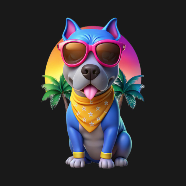 Cool Pitbull Mom Artwork – Cute Cartoon Dog with Sunglasses by IamActiveDog