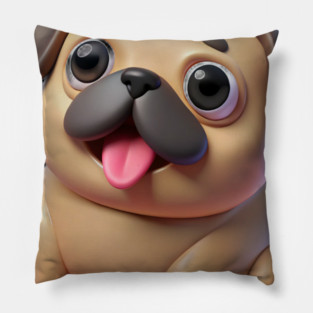 Chubby Fat Pug Pastel Dog Art Drawing Pillow