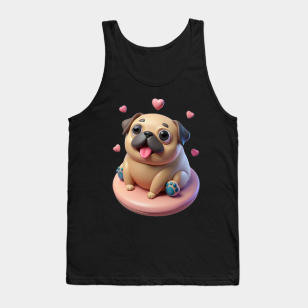 Chubby Fat Pug Pastel Dog Art Drawing Tank Top by IamActiveDog