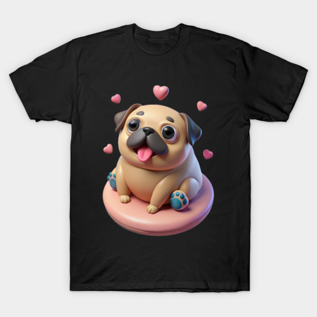 Chubby Fat Pug Pastel Dog Art Drawing T-Shirt by IamActiveDog