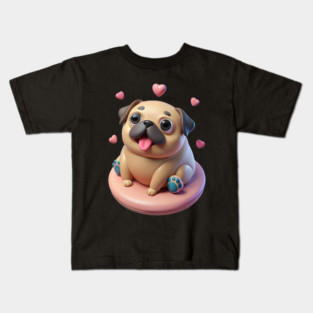Chubby Fat Pug Pastel Dog Art Drawing Kids T-Shirt