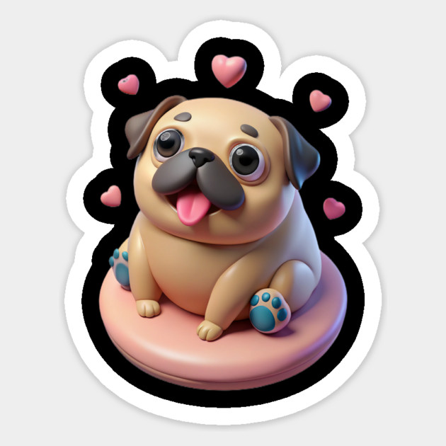 Chubby Fat Pug Pastel Dog Art Drawing Sticker by IamActiveDog