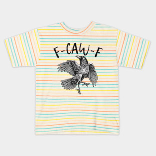 F-CAW-F Crow Shirt Funny Raven Bird Graphic Tee Vintage Gothic Style Kids T-Shirt