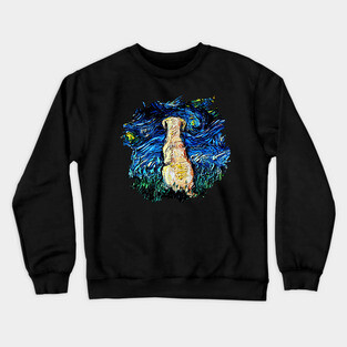 Yellow Labrador Night with border Crewneck Sweatshirt