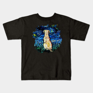 Yellow Labrador Night with border Kids T-Shirt