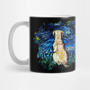 Yellow Labrador Night with border Mug