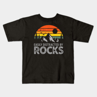 Vintage-Easily-Distracted-By-Rocks Kids T-Shirt