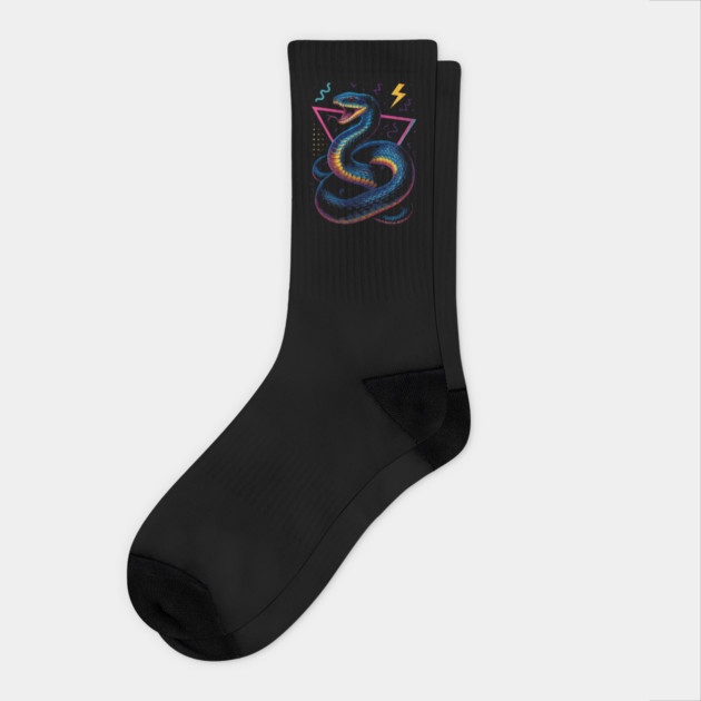Retro Neon Rat Snake Socks by Reptiq's Store