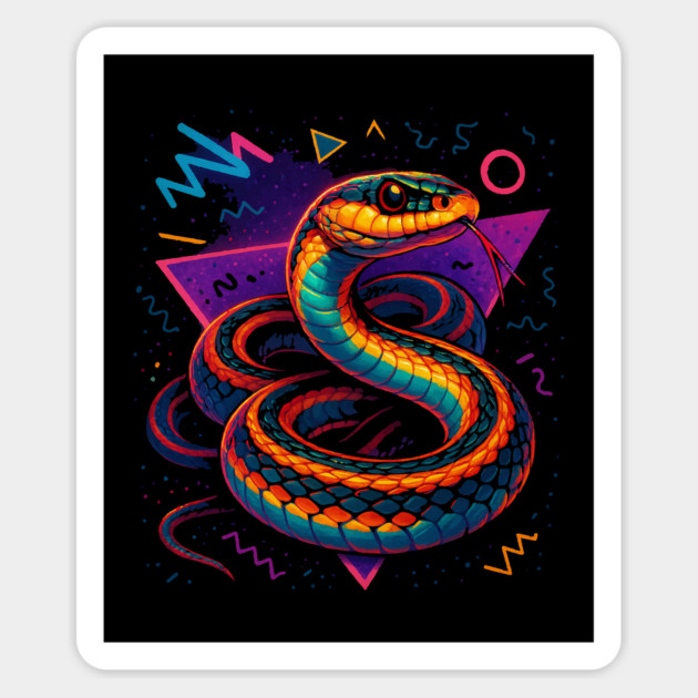 Retro Neon Garter Snake Magnet by Reptiq's Store