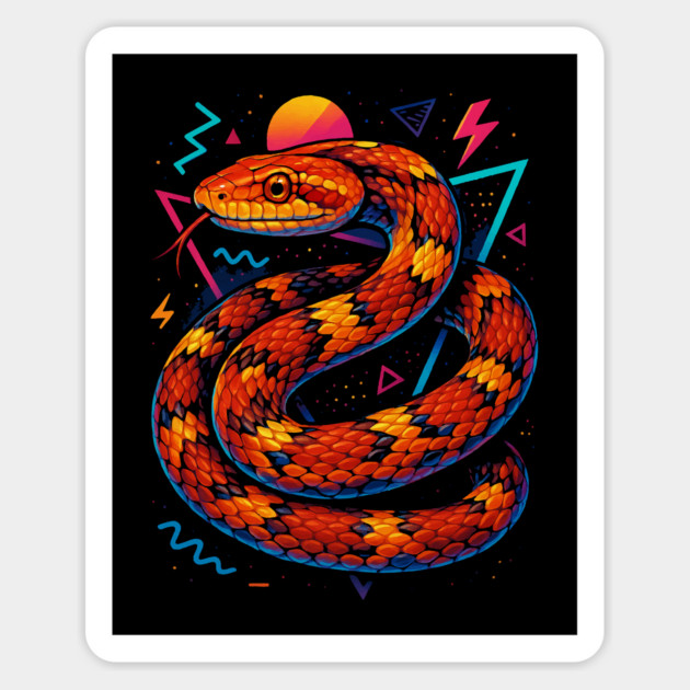 Retro Neon Corn Snake Magnet by Reptiq's Store