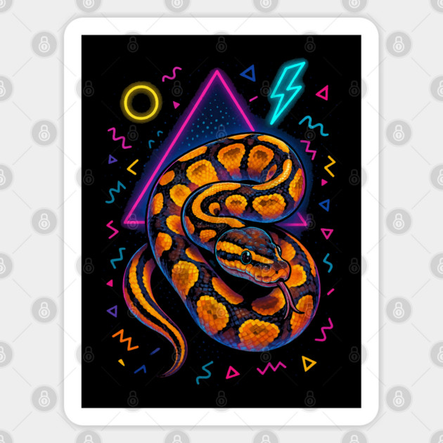Retro Neon Ball Python Sticker by Reptiq's Store