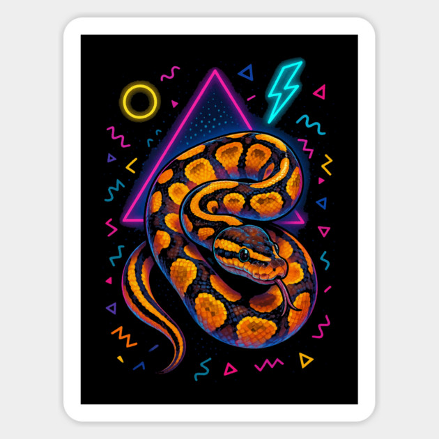 Retro Neon Ball Python Magnet by Reptiq's Store