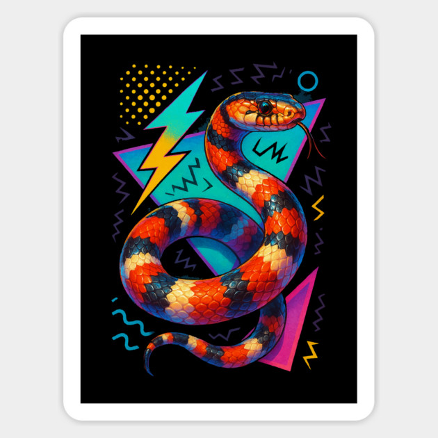 Retro Neon Milk Snakes Magnet by Reptiq's Store