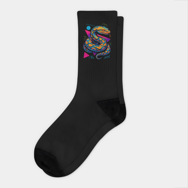 Retro Neon Reticulated Python Socks by Reptiq's Store