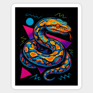 Retro Neon Reticulated Python Sticker