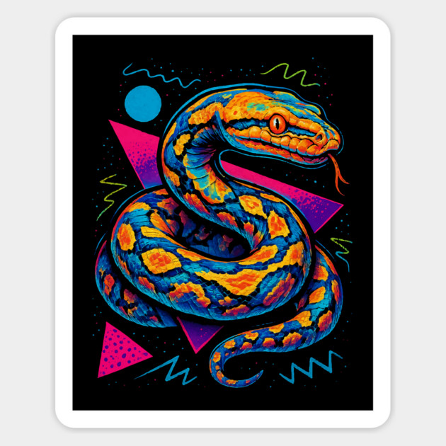 Retro Neon Reticulated Python Magnet by Reptiq's Store