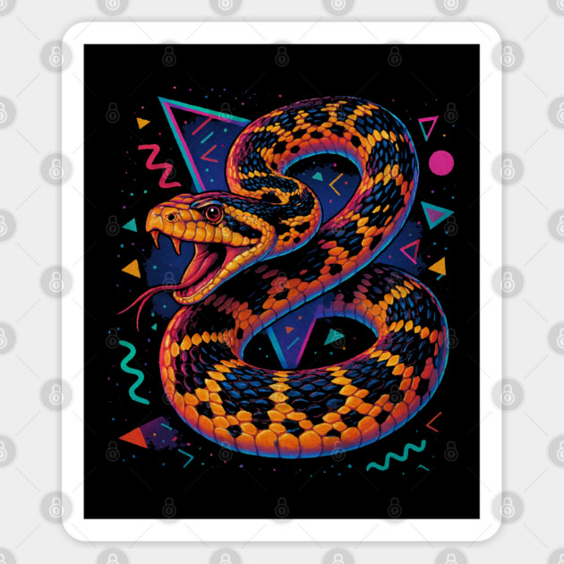 Retro Neon Albino Bull Snake Sticker by Reptiq's Store