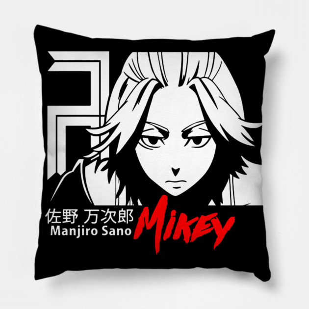 Mikey Tokyo Revengers Bold Monochrome Pillow by Otaku Vibes