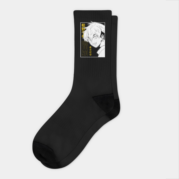 Chifuyu Tokyo Revengers Gold Outline Art Socks by Otaku Vibes