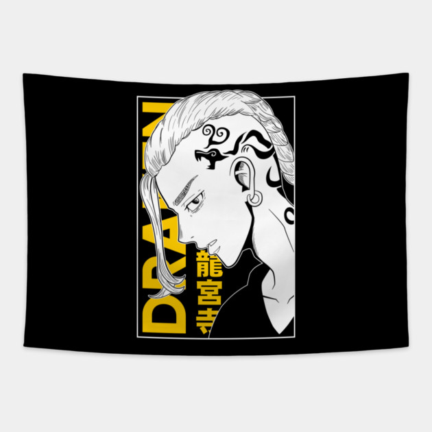 Draken Tokyo Revengers Yellow Manga Style Tapestry by Otaku Vibes