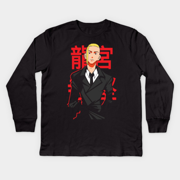 Tokyo Revengers - Draken Red Kanji Kids Long Sleeve T-Shirt by Otaku Vibes