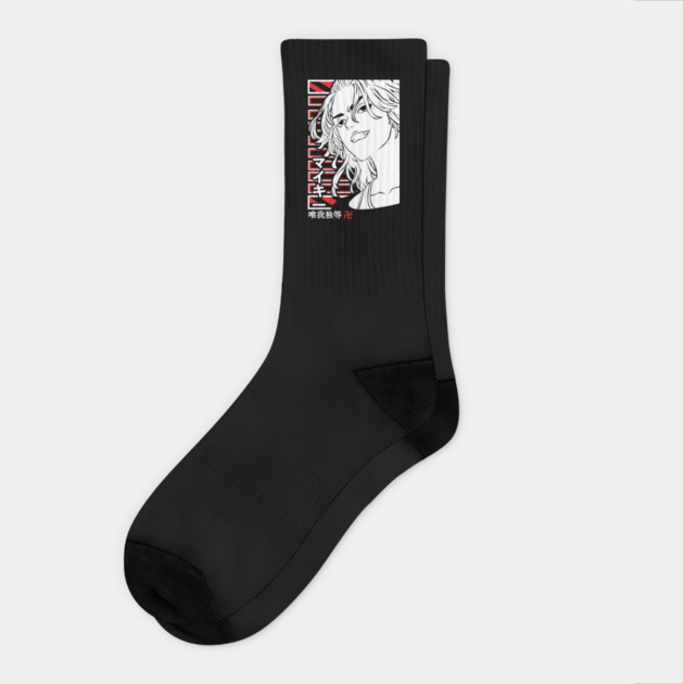 Tokyo Revengers - Mikey Red Grid Socks by Otaku Vibes