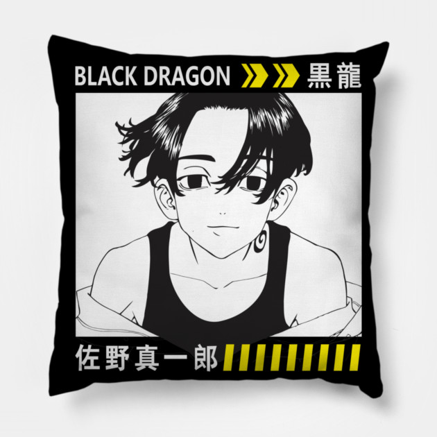 Shinichiro Tokyo Revengers Black Dragon Pillow by Otaku Vibes