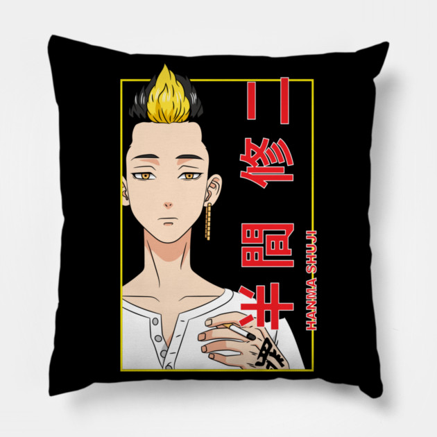 Hanma Tokyo Revengers Yellow Flame Look Pillow by Otaku Vibes