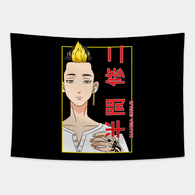 Hanma Tokyo Revengers Yellow Flame Look Tapestry by Otaku Vibes